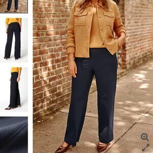 Ponte Wide-Leg Pants Medium Navy NWT